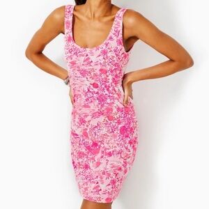 Lilly Pulitzer Peony Pink Seaside Scene Newberri Tank Dress